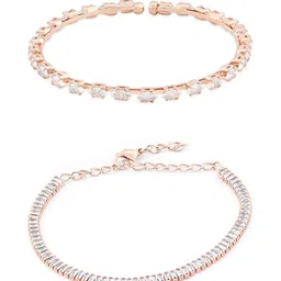 Zaveri Pearls Set Of 2 Rose Gold-Plated Cubic Zirconia Studded Wraparound Bracelet image 3