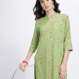 Anouk Rustic Abstract Printed V-Neck Straight Kurta-image-49