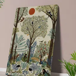 Myntra Elegant Homes White & Green Tropical Forest Wildlife Printed Canvas Wall Art-picture-24