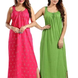 Inner Beats Women Pack Of 2 Multicoloured Cotton Blend Nightdress-picture-14