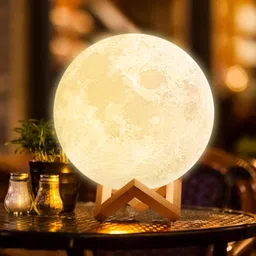 3D Moon Touch Sensor with Wooden Stand Bedroom Decoration Light (Pack of 1) Night Lamp-image-54