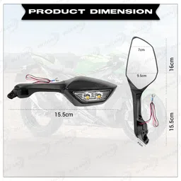 moto genius Universal Adjustable Bike Rear View Side Mirror with Turn Signal Led Indicator Bike Fairing Kit image 4