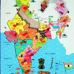 lavanshi fashion Lavi Wooden Indian Map Puzzles for Kids Map with Knobs Educational Big Size image 2
