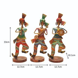 handicrafts paradise Dancing Men Multicolour Metal (Set of 3) Figurines image 3