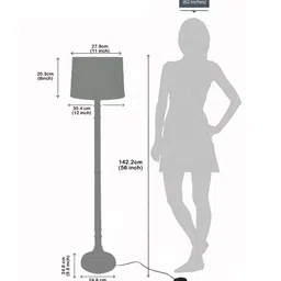homesake Rustic Wood Floor Lamp in Walnut Brown with Multicolor Fabric Shade, Dome Base, Yellow Shade image 2