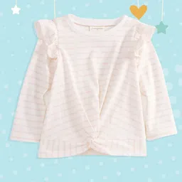 Macy's First Impression Infant Girls White & Pink Striped Cotton Twisted Top-picture-53