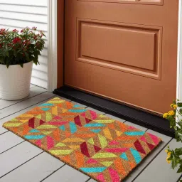 onlymat Multicolor Geometric Coir 30 x 18 Inches Anti Skid Door Mat image 1