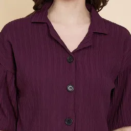 vairagee Women Boxy Fit Solid Lapel Collar Casual Shirt image 4