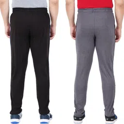 guide Pack of 2 Men Solid Black, Grey Track Pants image 2