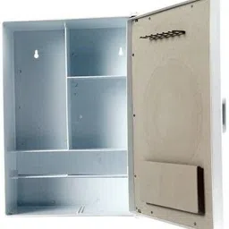 maskey Pearl White (Size: 18 x 14 x 5 Inches, Large) Premium Virgin Quality ABS Material Bathroom Mirror Single Door Cabinet with Storage Shelves Plastic Wall Shelf image 2