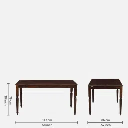 amberville from pepperfry Sheraton Sheesham Wood 6 Seater Dining Table In Scratch Resistant Provincial Teak Finish image 2