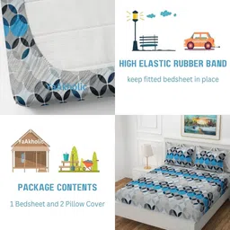 yaakholic Grey Microfibre 310 TC King Size Fitted Bedsheet With 2 Pillow Covers image 2