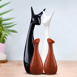 Lucky Deer Statue Family Piano Finish Ceramic Figures Deer Couple Decorative Showpiece - 25 cm-image-33