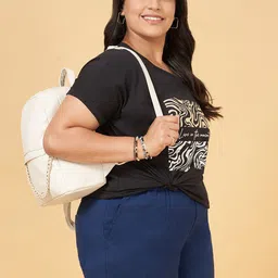 Honey Curvytude by Pantaloons Women Cotton Printed Plus Size Round Neck Short Sleeves Top-picture-32