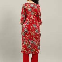 Meena Bazaar Floral Embroidered Straight Kurta With Trousers image 4