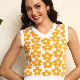 BAESD Women Floral Printed Crop Sweater Vest-picture-12