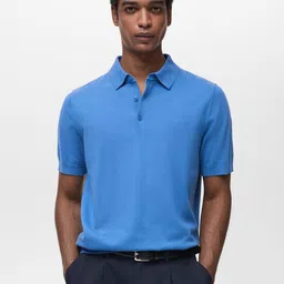 MANGO MAN Polo Collar Pure Cotton Knitted T-shirt-picture-11