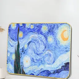 Livin'luxe Blue & Yellow Starry Night Abstract Printed Wooden Wall Art-picture-33