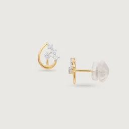Mia by Tanishq 14 KT Gold Gleaming Teardrop Diamond Earrings - 1.269g image 3