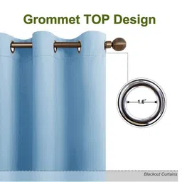 Aura Blue 2 Pieces Window Curtains image 2