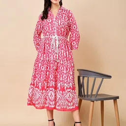 RANGRIWAZ Women Ethnic Motifs A-Line Midi Dress image 4