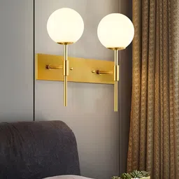 KINIS Gold-Toned & White Metal Spherical Shaped Wall Lamp image 4