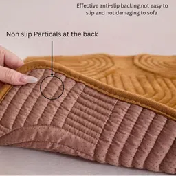 HOMETHREADS Brown & Mustard Sofa Cover image 2