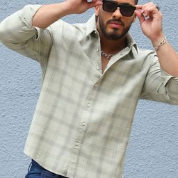 Instafab Plus Comfort Tartan Checked Spread Collar Long Sleeves Cotton Shirt-picture-48