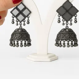 Bonnt Artificial Beaded Oxidised Dome Shaped Jhumkas image 2