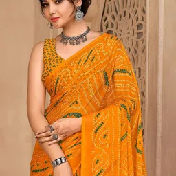 INDONIQ Bandhani Poly Chiffon Bandhani Saree image 3