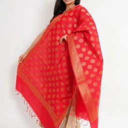 Karthav Fashion Floral Woven Design Banarasi Silk Dupatta With Zari-picture-20