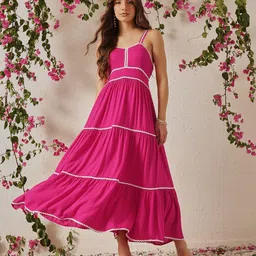 KALINI Women Solid Sleeveless Maxi Dress image 4