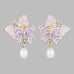 AGARWALPRODUCT Gold-Plated Pearls Beaded Contemporary Shaped Drop Earrings-picture-41