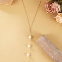 DressBerry Gold-Plated Pearls Beaded Minimal Necklace-image-24