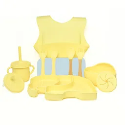 The Little Lookers 11-Pcs Yellow Silicone Non Toxic BPA Free Baby Safe Baby Feeding Set-picture-13
