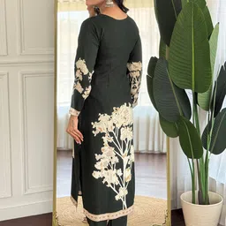 KALINI Women Floral Printed Regular Kurta with Trousers & Dupatta image 3