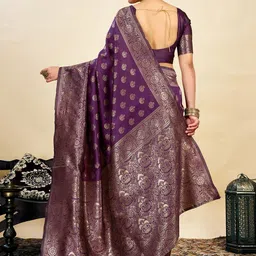 SANISA Ethnic Motifs Zari Silk Blend Saree image 4