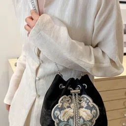 KPOP Women Floral Self Design Baguette Sling Bag-image-56