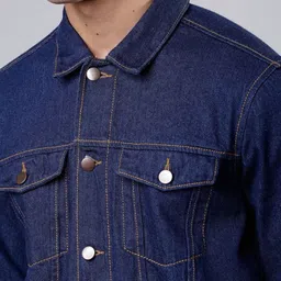 KLIZEN Men Self Design Washed Denim Jacket image 5