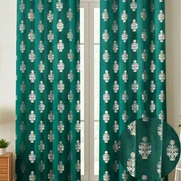 GEET CREATIONS Blue Set of 2 Floral Long Door Curtain image 3