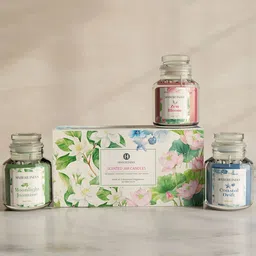 HABERE INDIA Green & Blue 3 pieces Jar Candle-picture-36