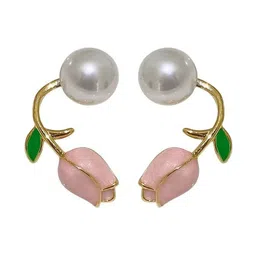 Aurum & You Silver Pearls Beaded Enamelled Floral Studs-picture-32
