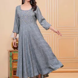 Meeranshi Women Ethnic Motifs Printed Flared Maxi Dress image 2