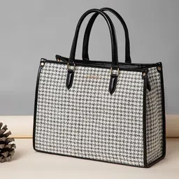 Berrylush Checked Structured Tote Bag with image 1