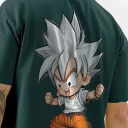 ANGERHOOD Graphic Goku Printed Drop-Shoulder Sleeves Oversized Cotton T-shirt image 2