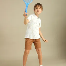 U.S. Polo Assn. Kids Boys Geometric Printed Polo Collar Cotton Regular Fit T-shirt image 2