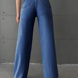 NUCOUTHS Women Super Wide Leg High-Rise Stretchable Jeans image 3