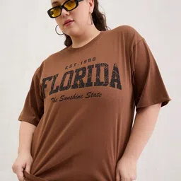 SASSAFRAS Curve Women Typography Printed Cotton T-shirt-image-42