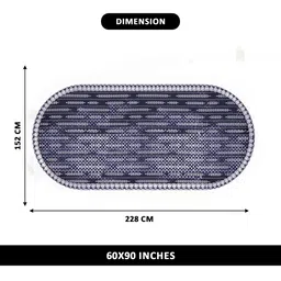 Myntra Elegant Homes White & Blue Lining Leaf Oval PVC 6-Seater Table Cover image 4