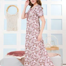 TRUNDZ Printed Pure Cotton Maxi Nightdress image 2